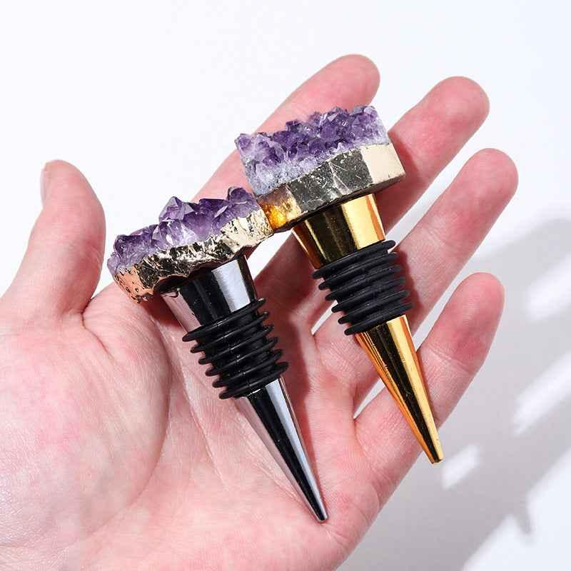 Natural Amethyst Crystal Wine Stopper - Elegant Wine Accessory for Gifts and Home Decor - CRYSTALOIL