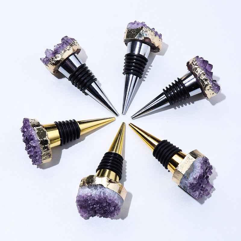 Natural Amethyst Crystal Wine Stopper - Elegant Wine Accessory for Gifts and Home Decor - CRYSTALOIL