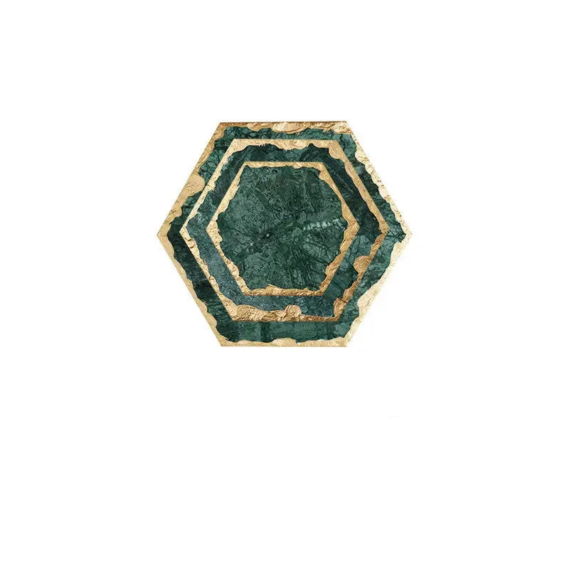 3 pieces Emerald Natural Marble Placemat Coaster Plate, - CRYSTALOIL